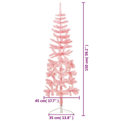 Slim Artificial Half Christmas Tree with Stand Pink 150 cm