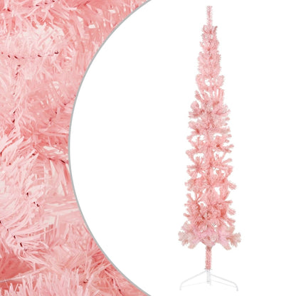 Slim Artificial Half Christmas Tree with Stand Pink 240 cm