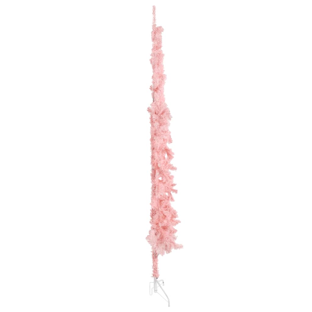 Slim Artificial Half Christmas Tree with Stand Pink 240 cm