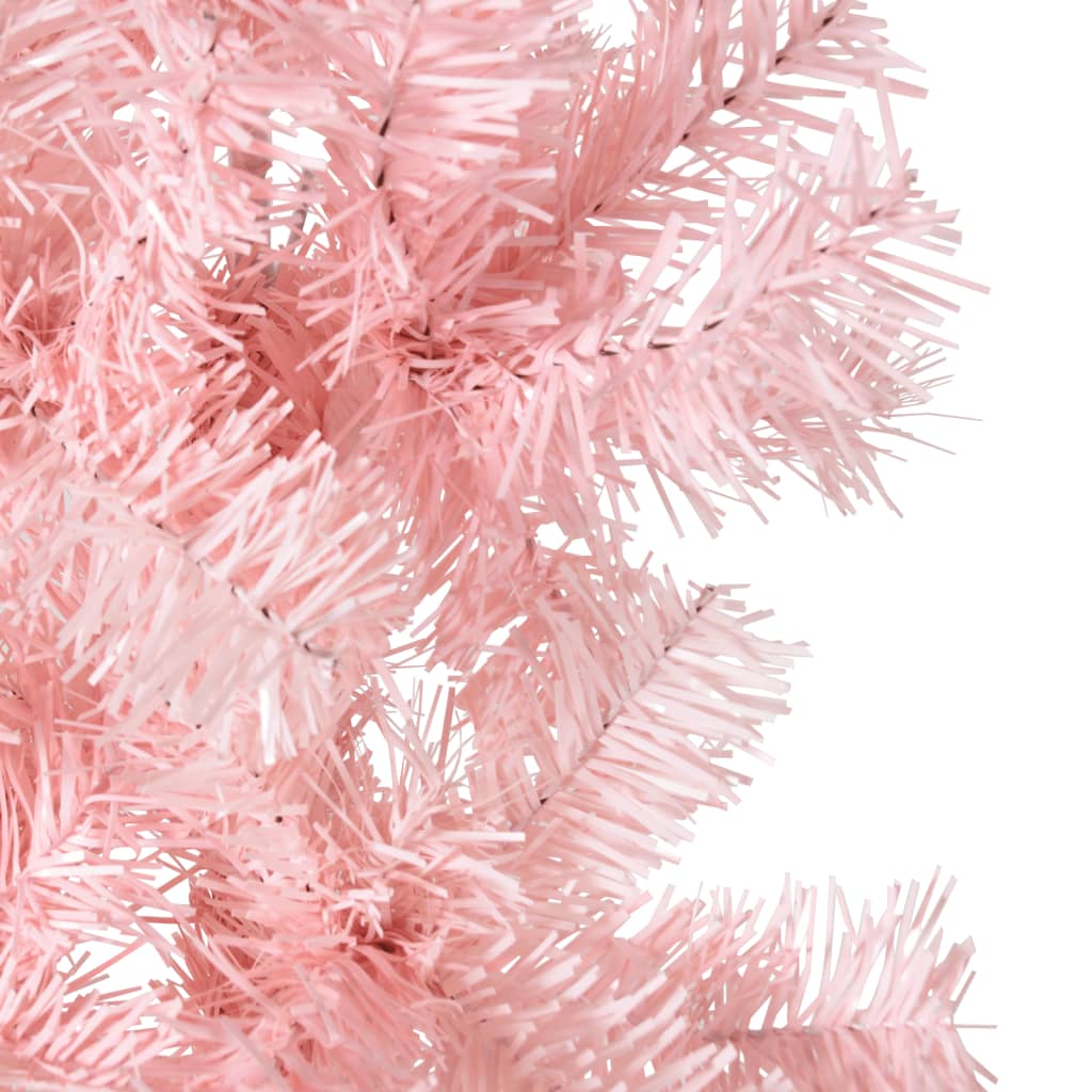 Slim Artificial Half Christmas Tree with Stand Pink 240 cm