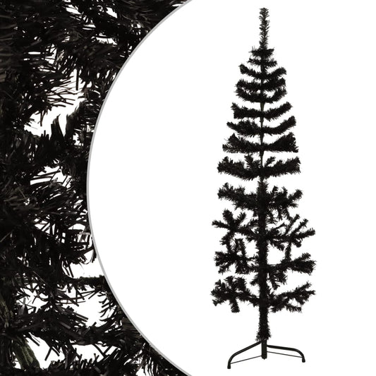 Slim Artificial Half Christmas Tree with Stand Black 120 cm