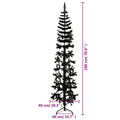 Slim Artificial Half Christmas Tree with Stand Black 180 cm