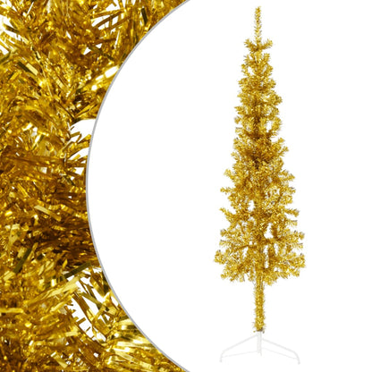 Slim Artificial Half Christmas Tree with Stand Gold 120 cm