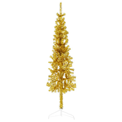 Slim Artificial Half Christmas Tree with Stand Gold 150 cm