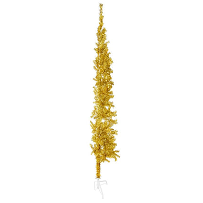 Slim Artificial Half Christmas Tree with Stand Gold 180 cm