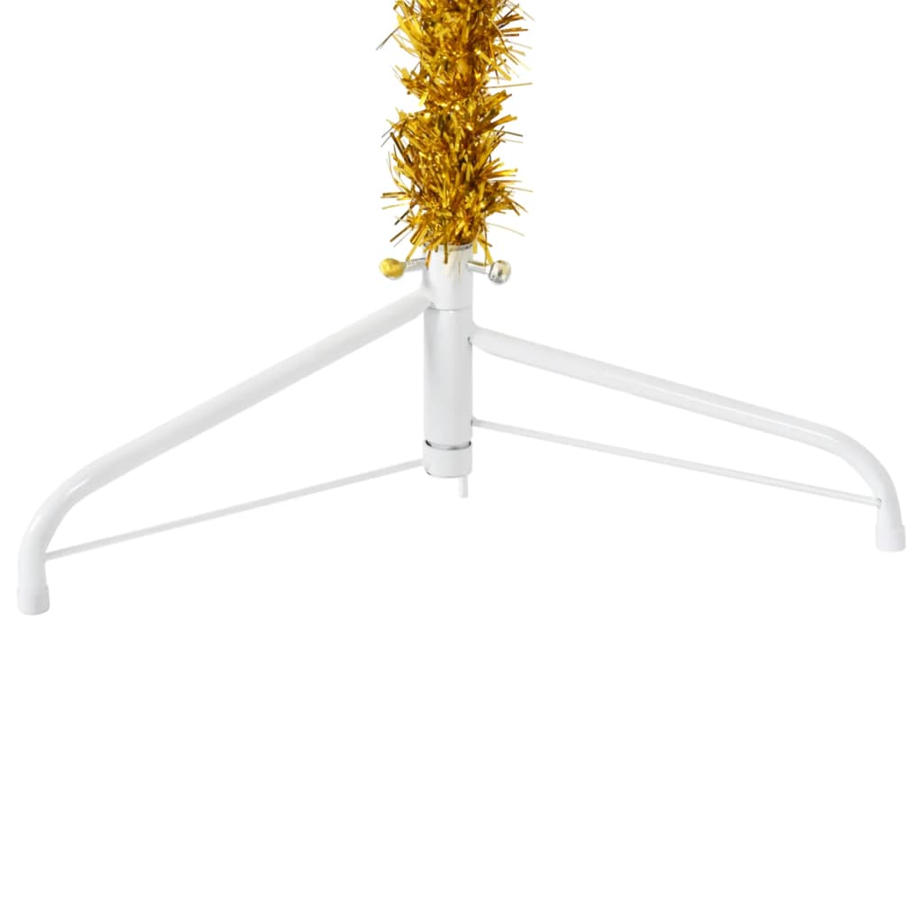 Slim Artificial Half Christmas Tree with Stand Gold 180 cm