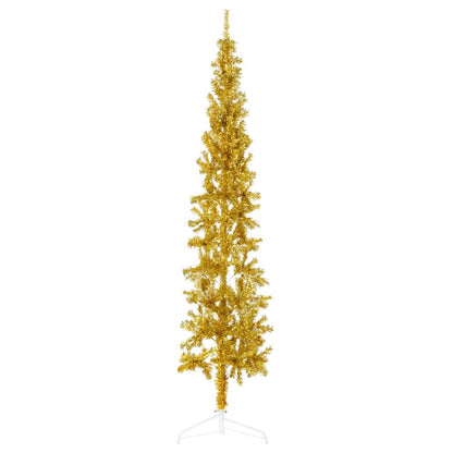 Slim Artificial Half Christmas Tree with Stand Gold 240 cm