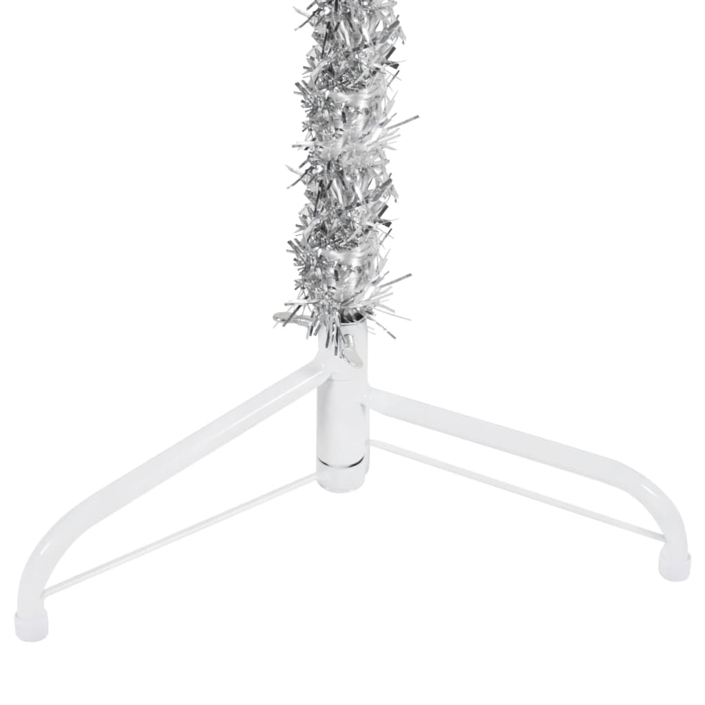 Slim Artificial Half Christmas Tree with Stand Silver 120 cm