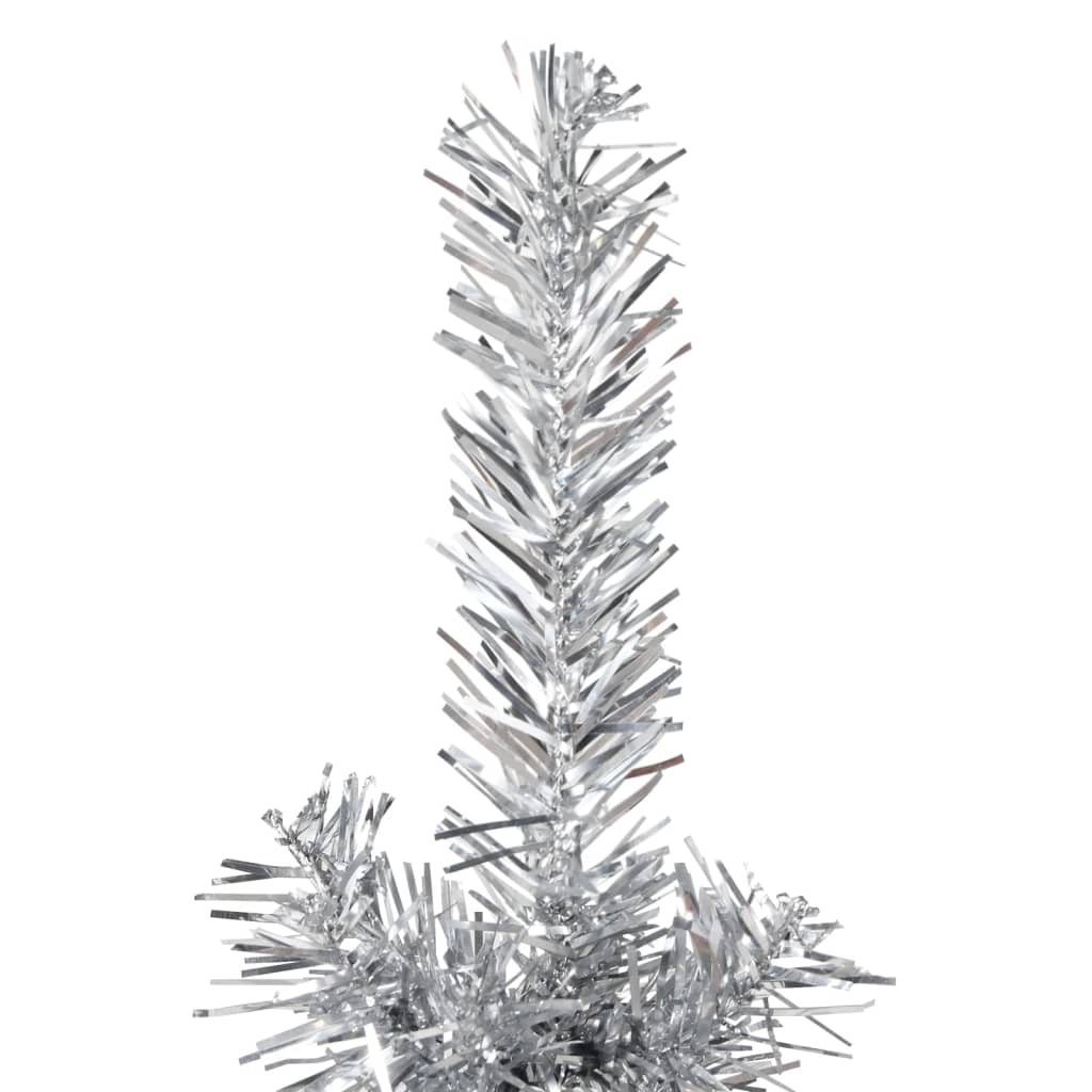 Slim Artificial Half Christmas Tree with Stand Silver 150 cm