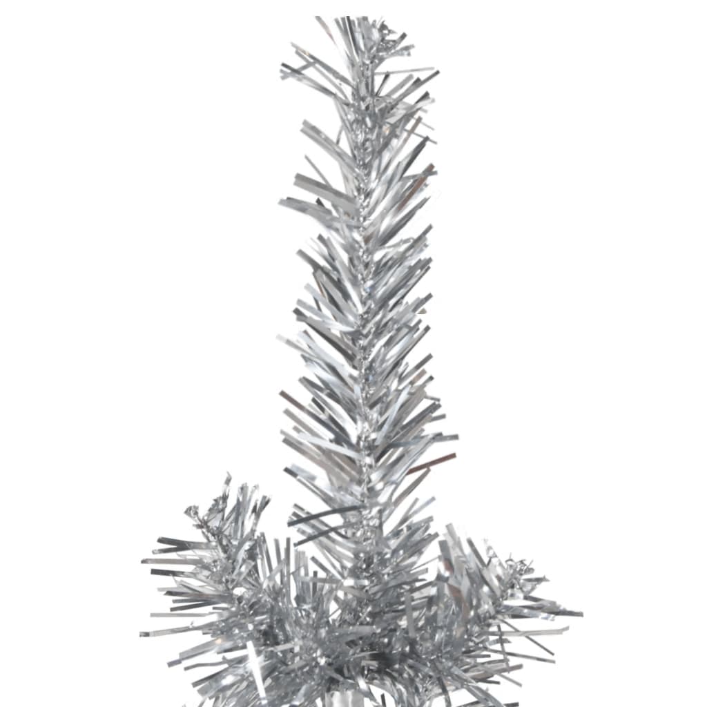 Slim Artificial Half Christmas Tree with Stand Silver 210 cm