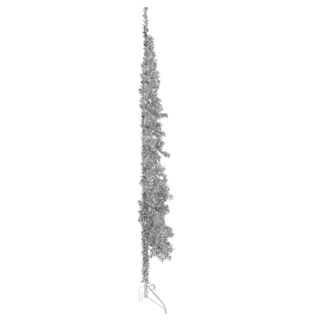 Slim Artificial Half Christmas Tree with Stand Silver 240 cm