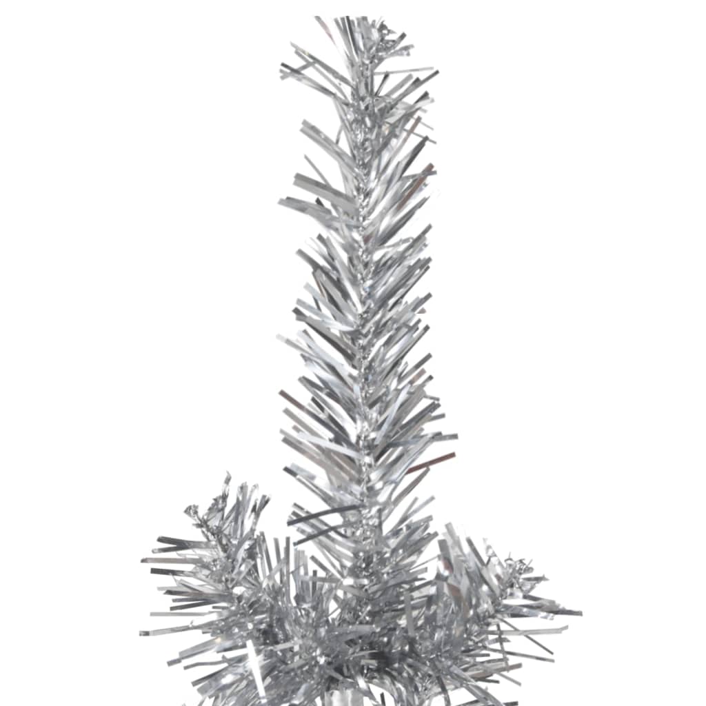 Slim Artificial Half Christmas Tree with Stand Silver 240 cm