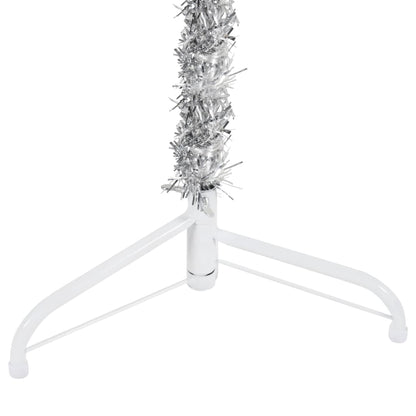 Slim Artificial Half Christmas Tree with Stand Silver 240 cm