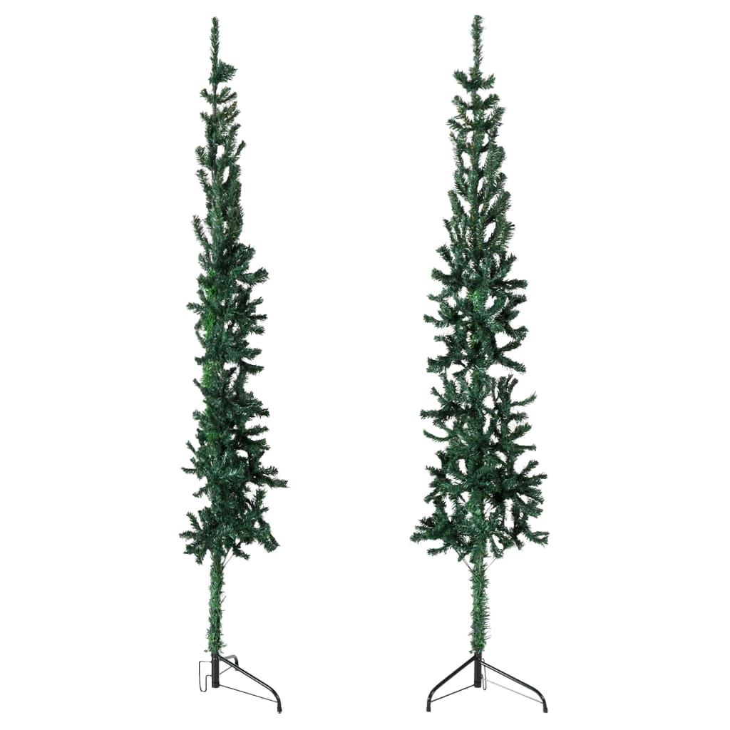 Slim Artificial Half Christmas Tree with Stand Green 150 cm