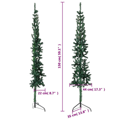 Slim Artificial Half Christmas Tree with Stand Green 150 cm