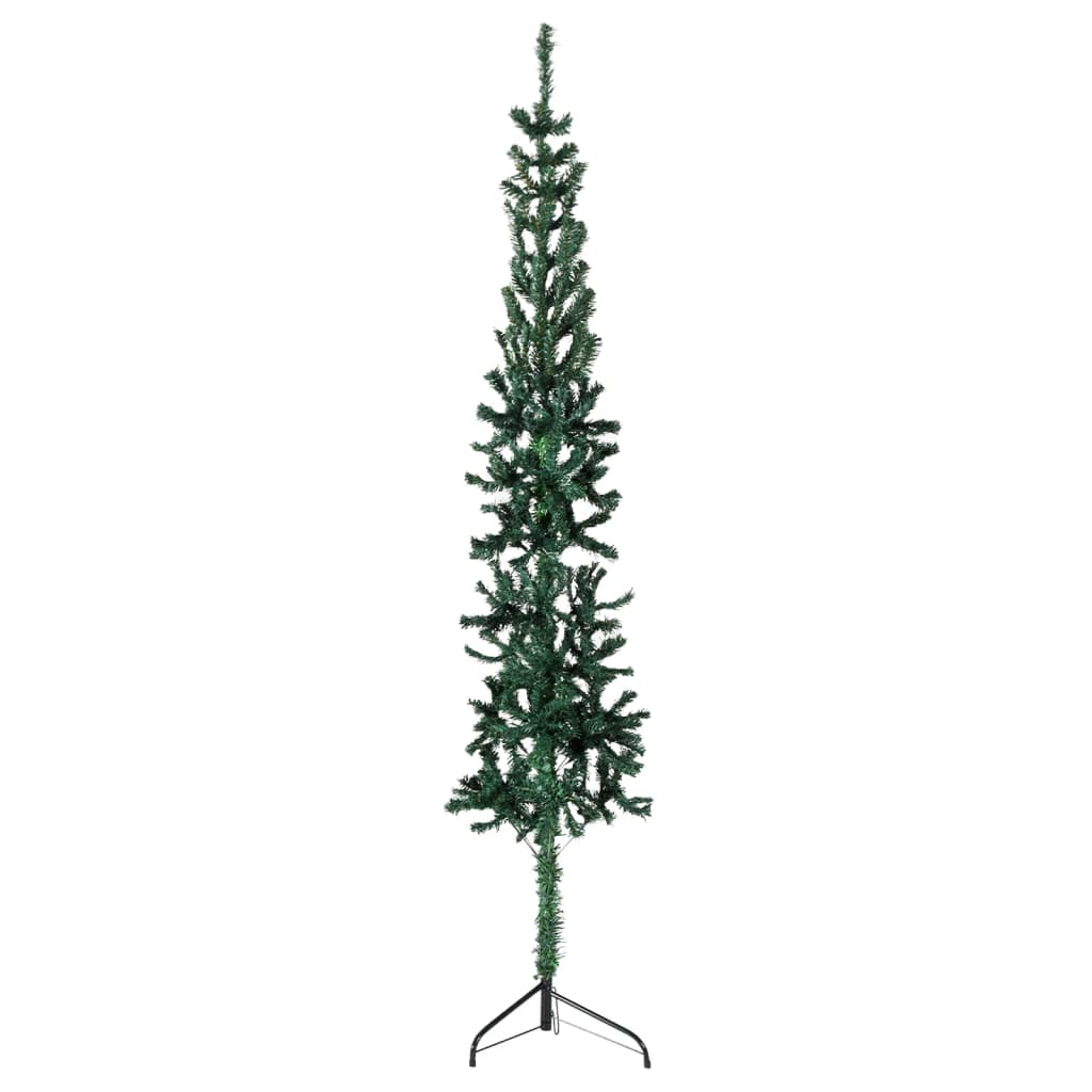 Slim Artificial Half Christmas Tree with Stand Green 210 cm