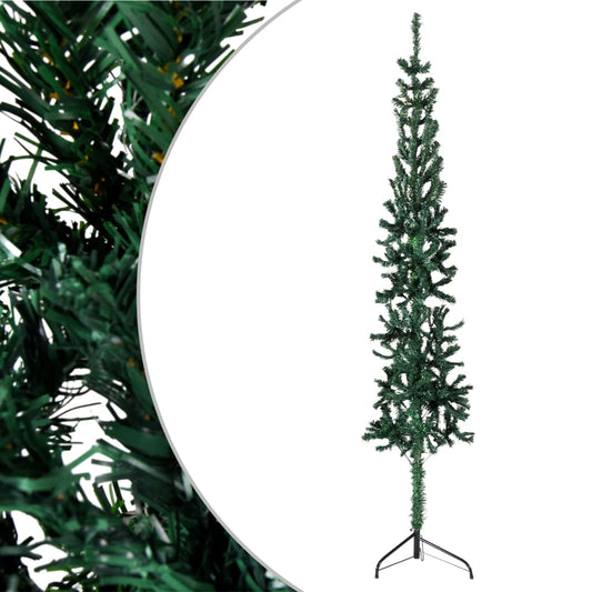 Slim Artificial Half Christmas Tree with Stand Green 240 cm