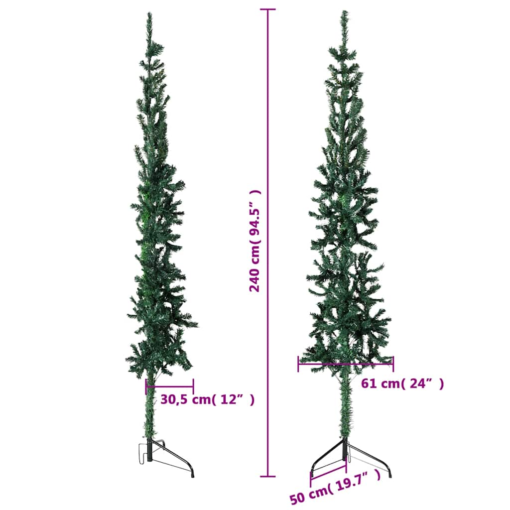 Slim Artificial Half Christmas Tree with Stand Green 240 cm