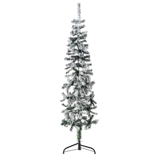 Slim Artificial Half Christmas Tree with Flocked Snow 150 cm