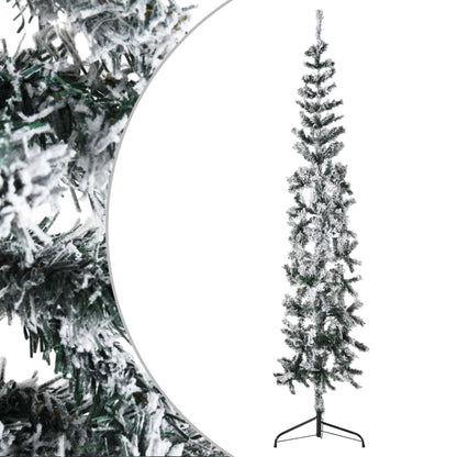 Slim Artificial Half Christmas Tree with Flocked Snow 180 cm