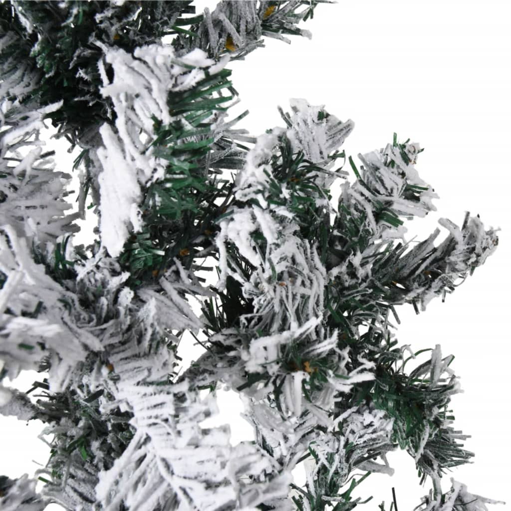 Slim Artificial Half Christmas Tree with Flocked Snow 180 cm