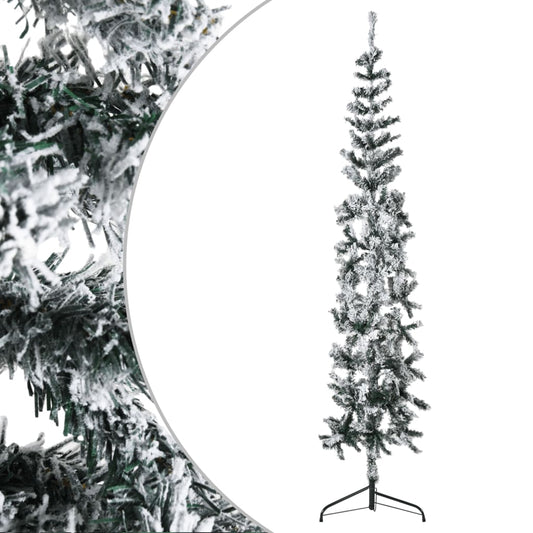 Slim Artificial Half Christmas Tree with Flocked Snow 240 cm