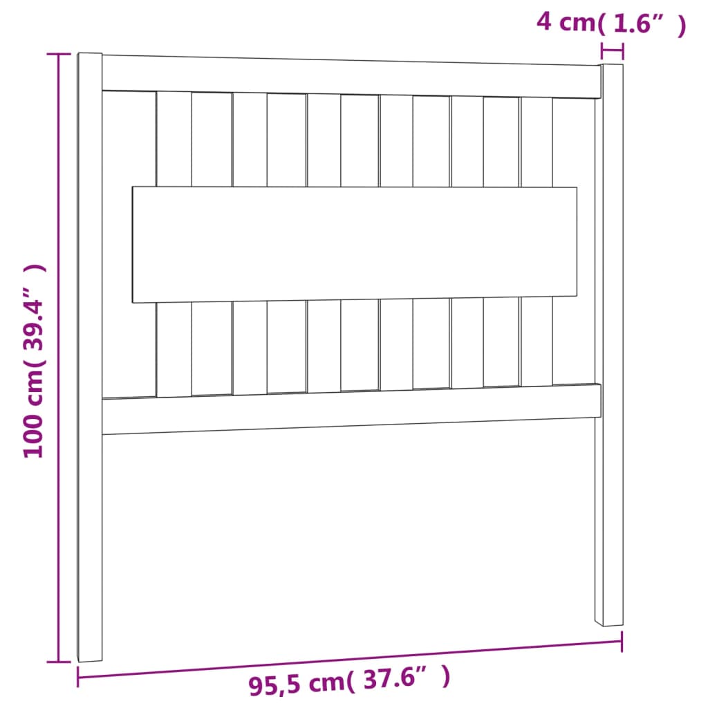 Bed Headboard Honey Brown 95.5x4x100 cm Solid Wood Pine