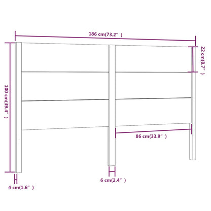 Headboard 186x4x100 cm Solid Wood Pine