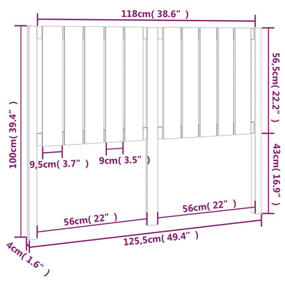 Bed Headboard Honey Brown 125.5x4x100 cm Solid Wood Pine