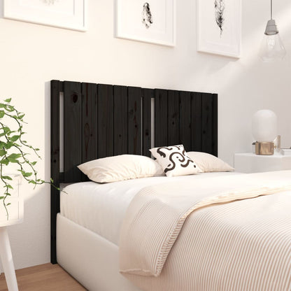 Bed Headboard Black 125.5x4x100 cm Solid Wood Pine