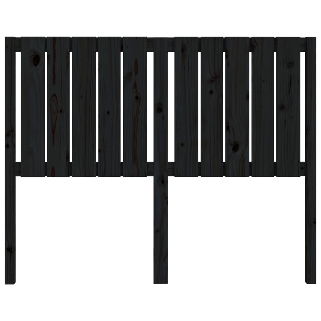 Bed Headboard Black 125.5x4x100 cm Solid Wood Pine