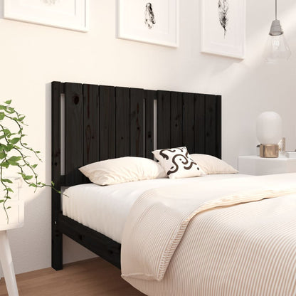 Bed Headboard Black 125.5x4x100 cm Solid Wood Pine