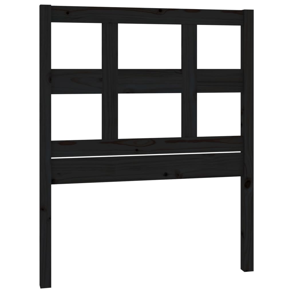 Bed Headboard Black 80.5x4x100 cm Solid Wood Pine