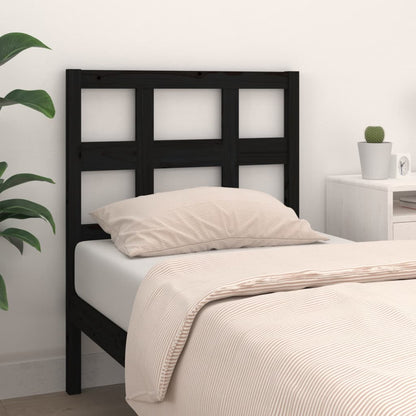 Bed Headboard Black 80.5x4x100 cm Solid Wood Pine