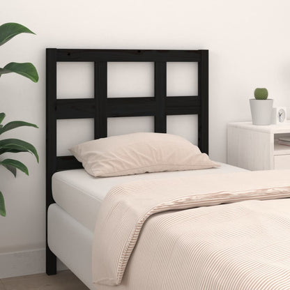 Bed Headboard Black 80.5x4x100 cm Solid Wood Pine