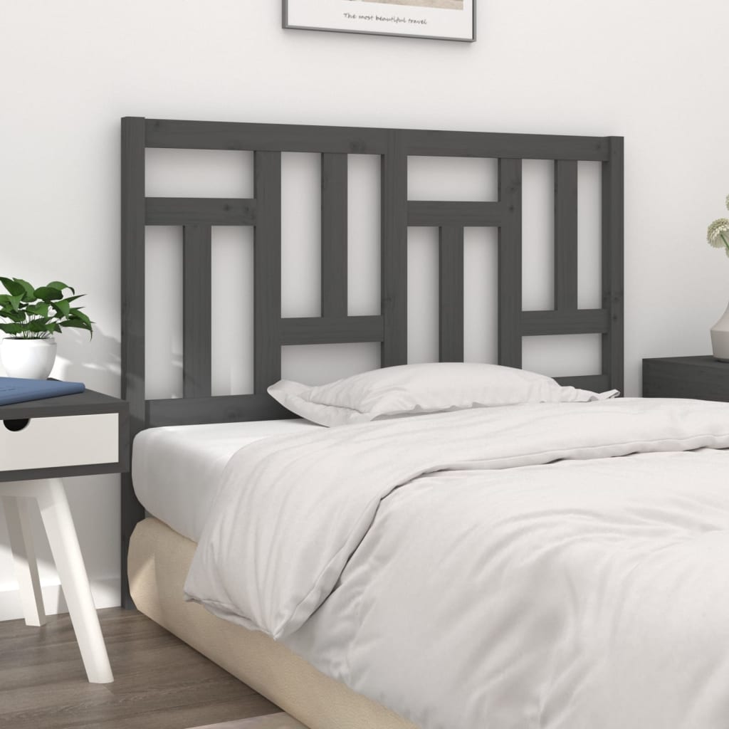 Bed Headboard Grey 125.5x4x100 cm Solid Wood Pine