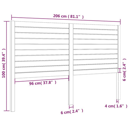 Bed Headboard 206x4x100 cm Solid Wood Pine