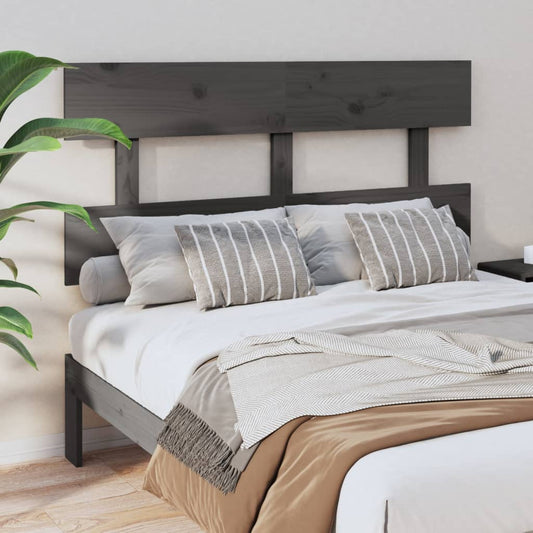 Bed Headboard Grey 144x3x81 cm Solid Wood Pine