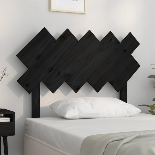 Bed Headboard Black 104x3x80.5 cm Solid Wood Pine