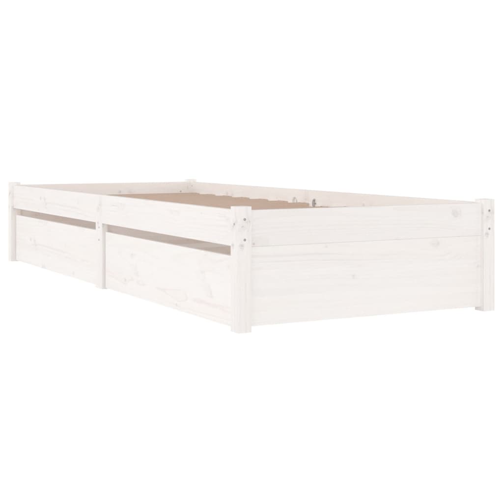 Bed Frame without Mattress with Drawers White Single