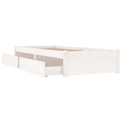 Bed Frame without Mattress with Drawers White Single