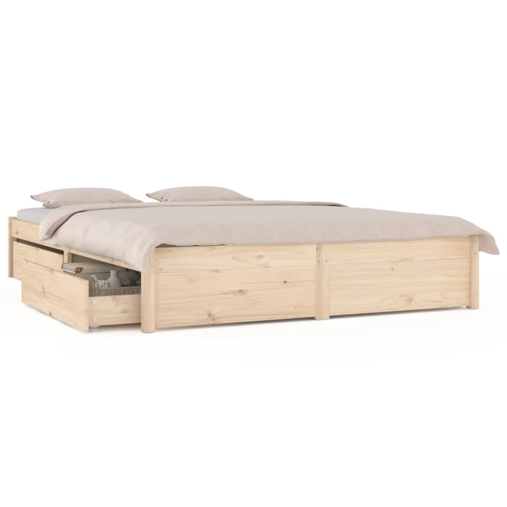 Bed Frame without Mattress with Drawers King Size