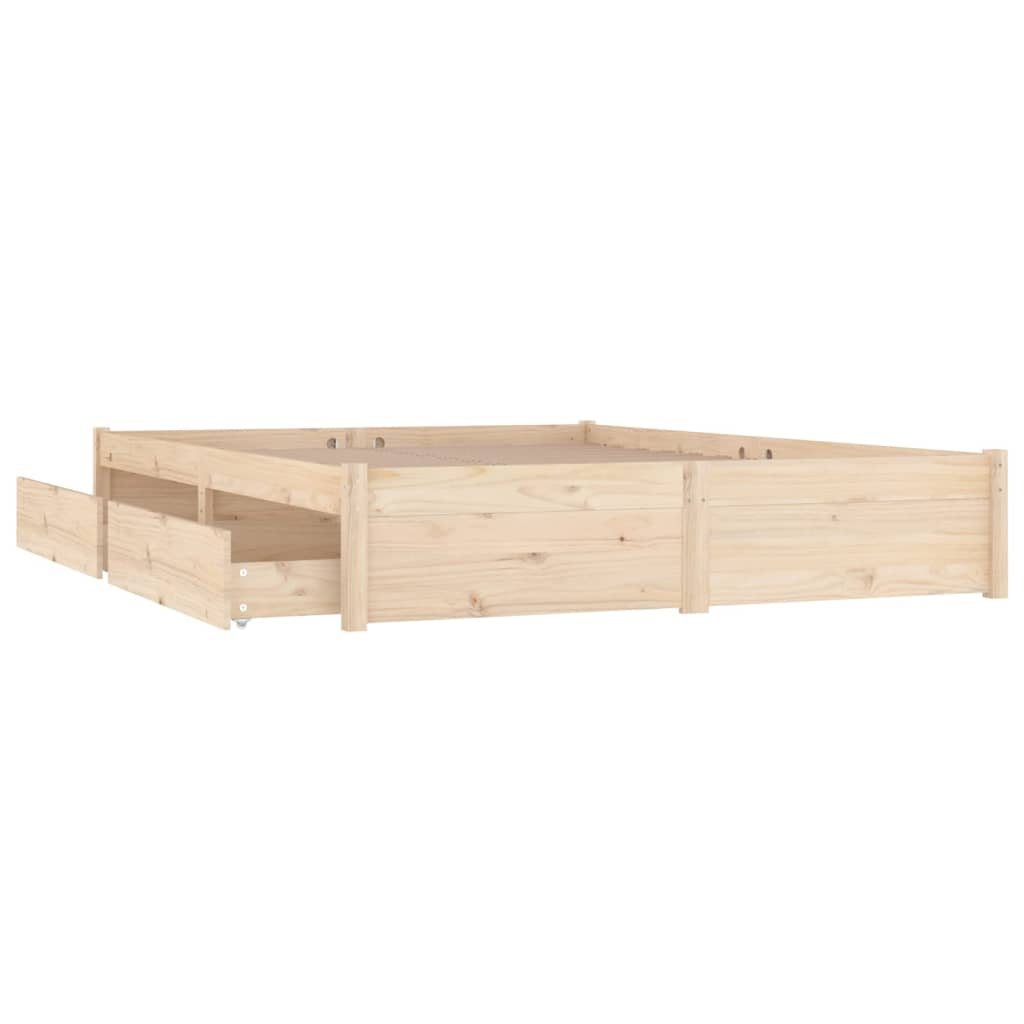 Bed Frame without Mattress with Drawers King Size