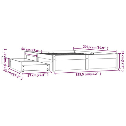 Bed Frame without Mattress with Drawers King Size