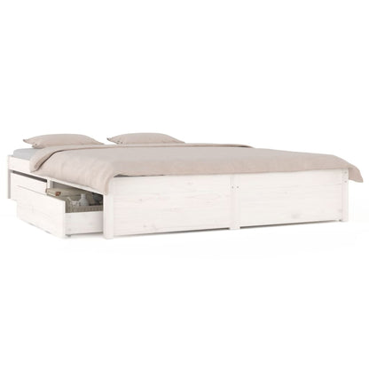 Bed Frame with Drawers White 150x200 cm King Size