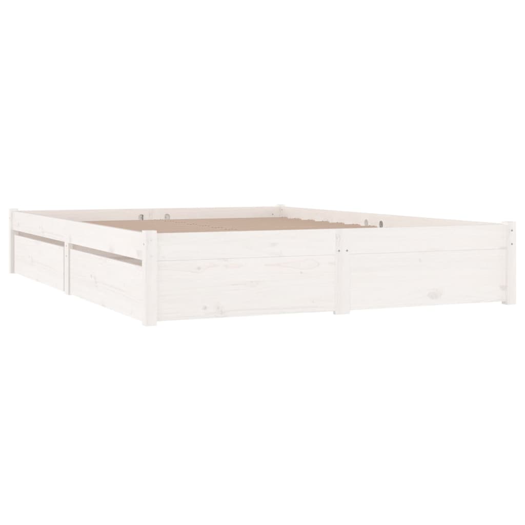 Bed Frame with Drawers White 150x200 cm King Size