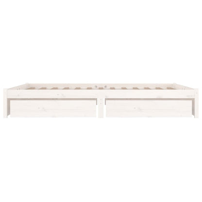 Bed Frame with Drawers White 150x200 cm King Size