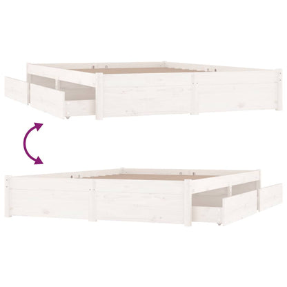 Bed Frame with Drawers White 150x200 cm King Size