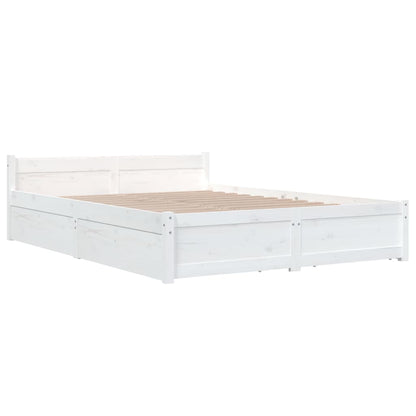 Bed Frame with Drawers White 150x200 cm King Size