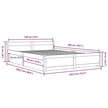 Bed Frame with Drawers White 150x200 cm King Size